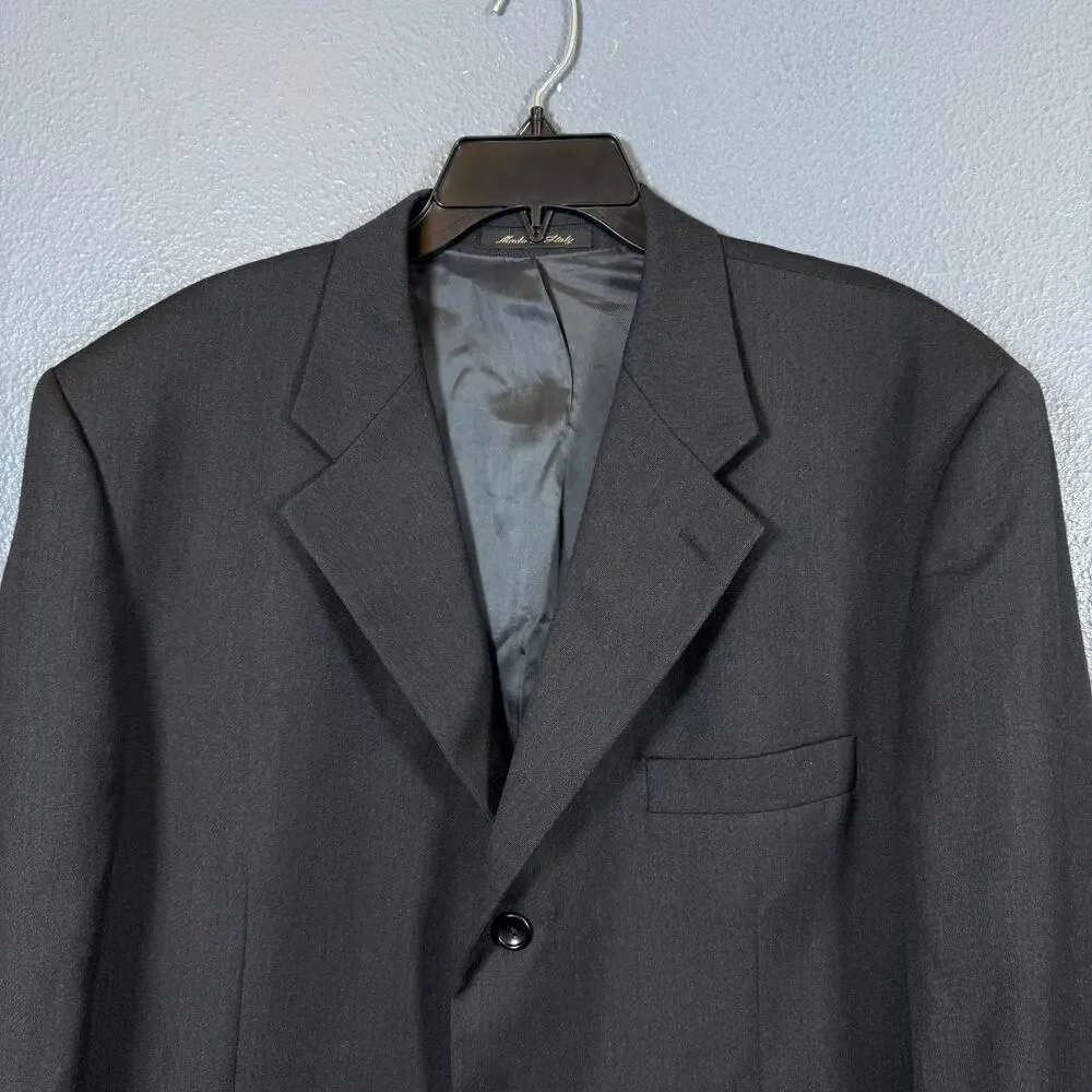 Zignone by Pavone 44 Long men’s gray suit with pants 36/32 wool 3 dots blazer